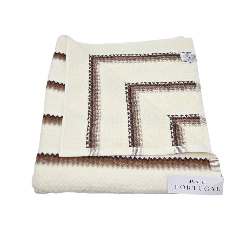 Felpinter 4pc Cotton Bath Hand Towel Set Chevron Stripe Cream Brown Portugal